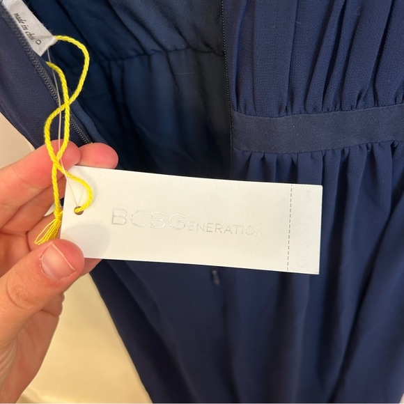 NWT BCBGeneration Navy Size 0 Full Length Dress Gown Formal Criss Cross Details - Picture 11 of 12